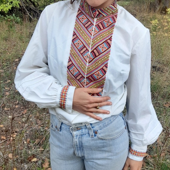 Embroidered Folk Peasant Shirt - Picture 4 of 4